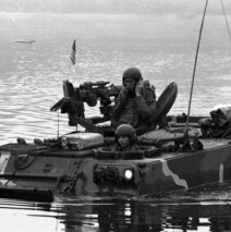 Armored vehicle crossing a river