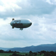 The Stuttgarter Blimp flies over the German American celebration