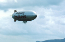 The Stuttgarter Blimp flies over the German American celebration