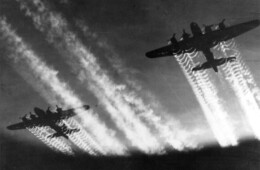 B-17 Flying Fortress takes off to bomb Germany