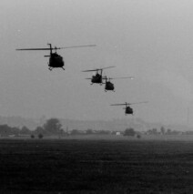 Choppers landing at the Cooke Barracks Flugplatz