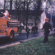 Santa arrives at Cooke Barracks in a fire truck
