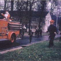Santa arrives at Cooke Barracks in a fire truck
