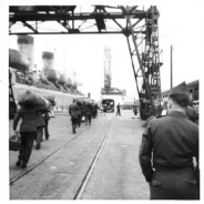 Troops disembarking from the USS Upshur