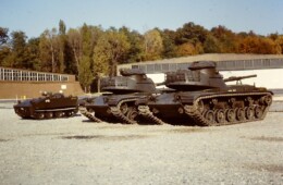 Tanks in front of the maintenance hanger